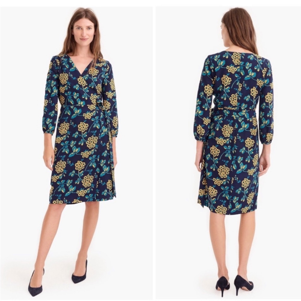 J.Crew Womens Size 2 Golden Floral Wrap Dress - Picture 1 of 5